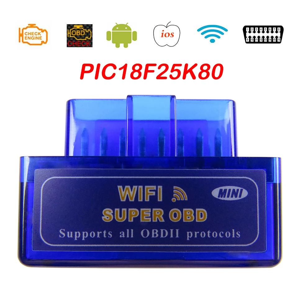 Wifi V1.5 ELM327 OBD2 Car Diagnostic Scanner PIC18F25K80 For Android/iOS/PC V 1.5 Elm 327 Wi Fi OBD 2 II Auto Diagnostic-Tools