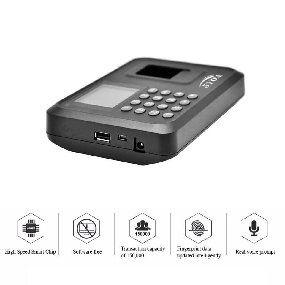 A01 biometric fingerprint punch usb time clock office attendance system recorder timing employee machine reader Spanish Spain En