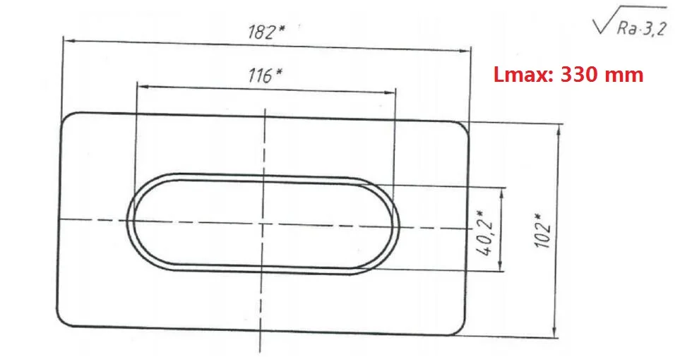 Special rectangular flexible accordion bellows, width 182 mm x height 102 mm ,Lmax 330 mm