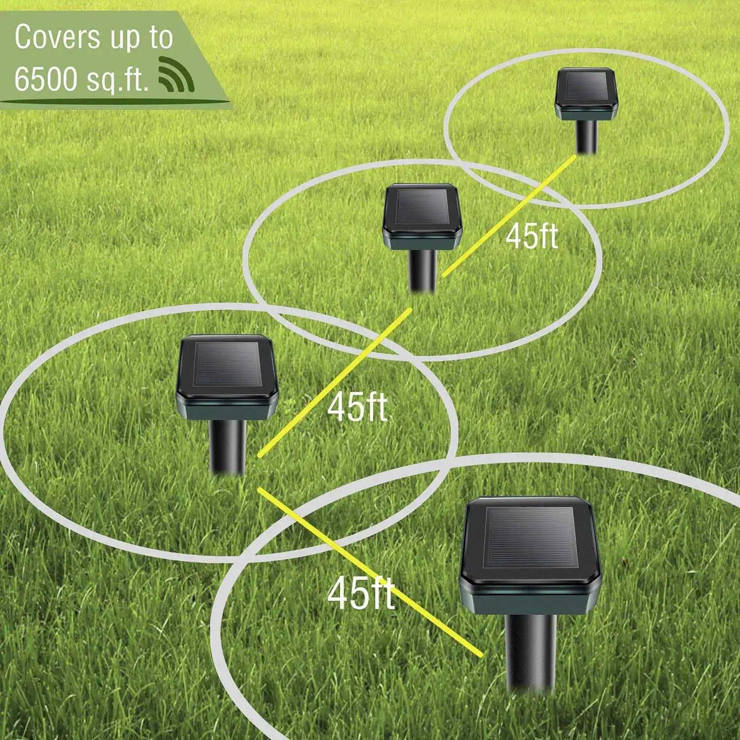 Mole Repellent, 4 Pack Ultrasonic Animal Repellent Solar Powered Gopher and Vole Chaser Humane Rodent Repellent