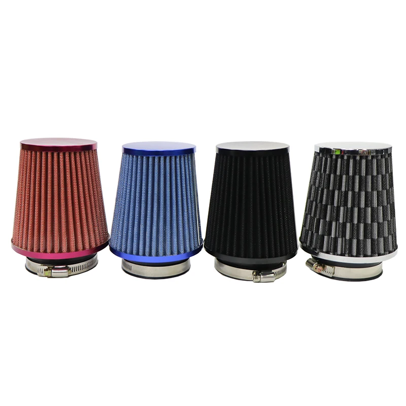 Car Air Filter 76mm 3 Inch High Flow Car Cold Air Intake Filter Aluminum Non-woven Fabric Rustproof Air Intake Hose Universal