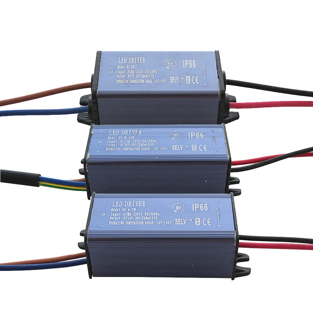 

5pcs/lot 85-265V LED Driver 3W 4-7W 8-12W 30W 50W Waterproof Male plug 240mA 1350mA Constant Current Power Supply For Floodlight