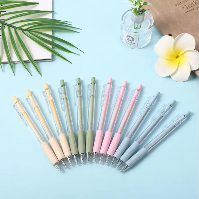 

60 pcs/lot Transparent Morandi Press Gel Pen Cute 0.5mm Neutral pens for Writing Office School Supplies stationery gift