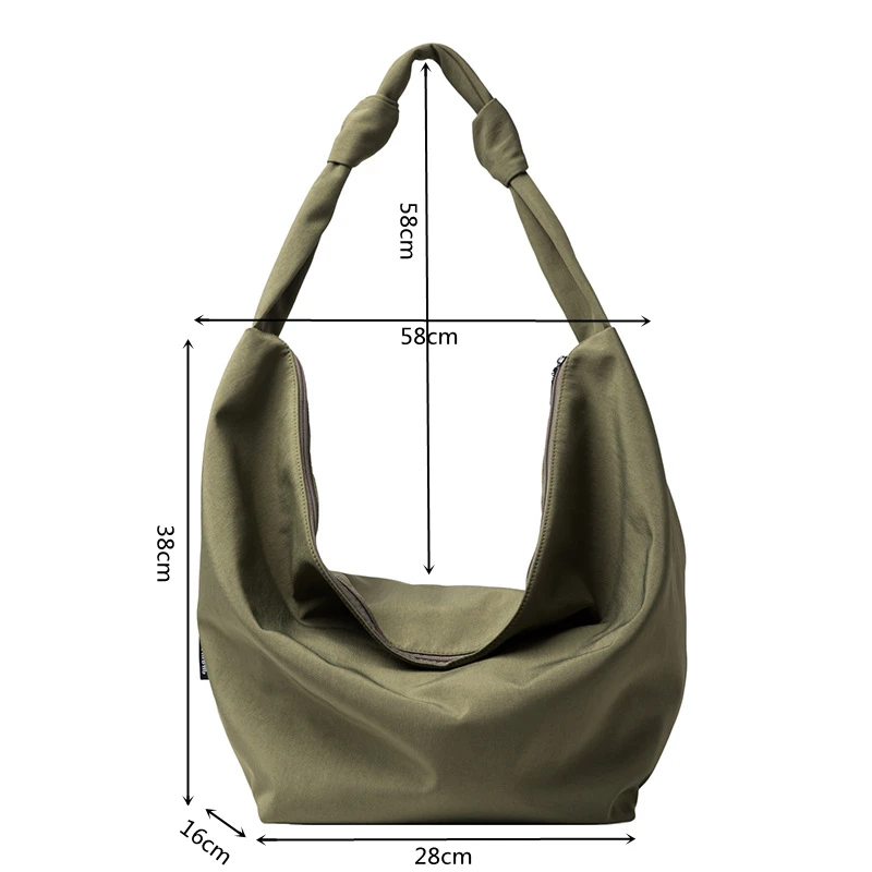 Pure Color Nylon Big Tote Bags for Women 2021 New Shoulder Shopping Bag Waterproof Fabric Handbags Simple Fashion Hobo Bolso