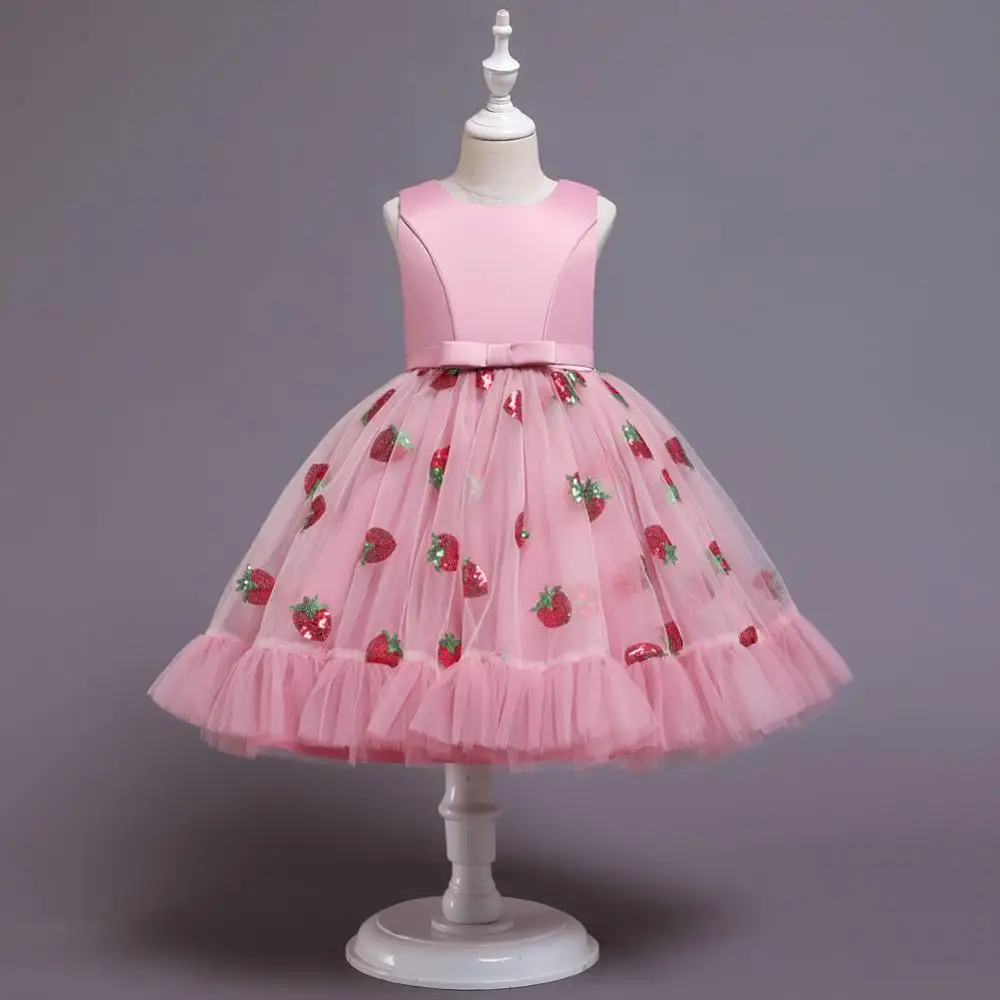 Robe de petite demoiselle d'honneur pour filles, à fleurs, rouge, rose, vêtements de mariée pour enfants, BH-303 #