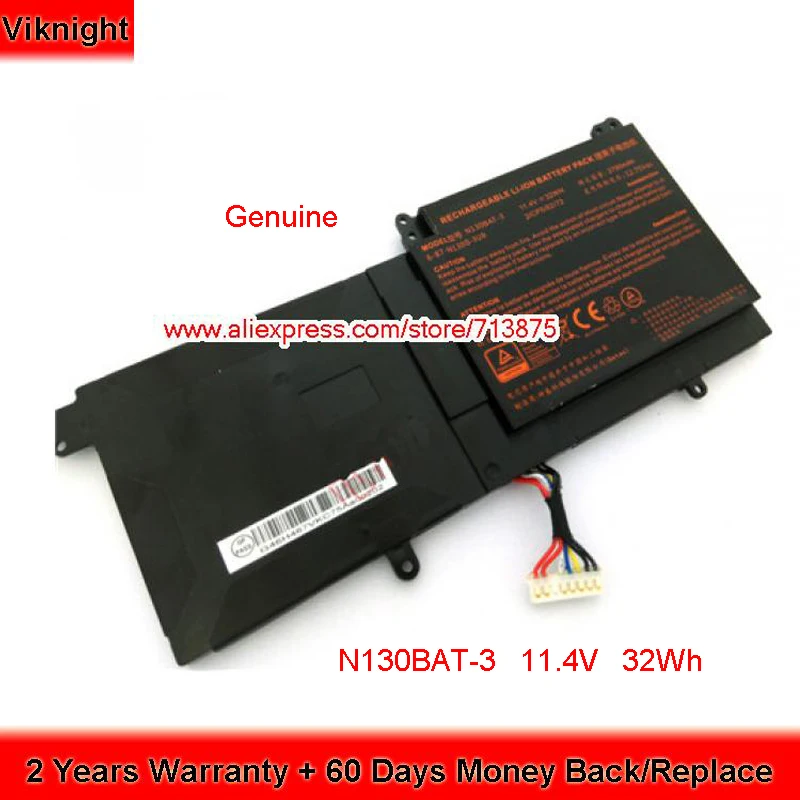 

Genuine 11.4V 32Wh N130BAT-3 Battery for Clevo N130BU N131WU NP3130 6-87-N130S-3U9 6-87-N130S-3U9A N130WU N131BU N131WU Pro 13