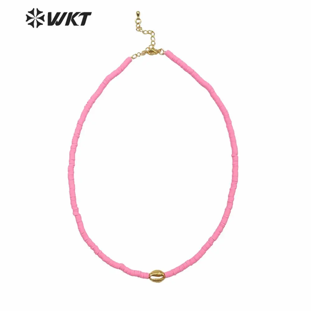 

WT-JN125 Wholesale Classic Necklace Pink Black White Resin Spacer Beads Choker Necklace Lobster Clasp With Extend Chain