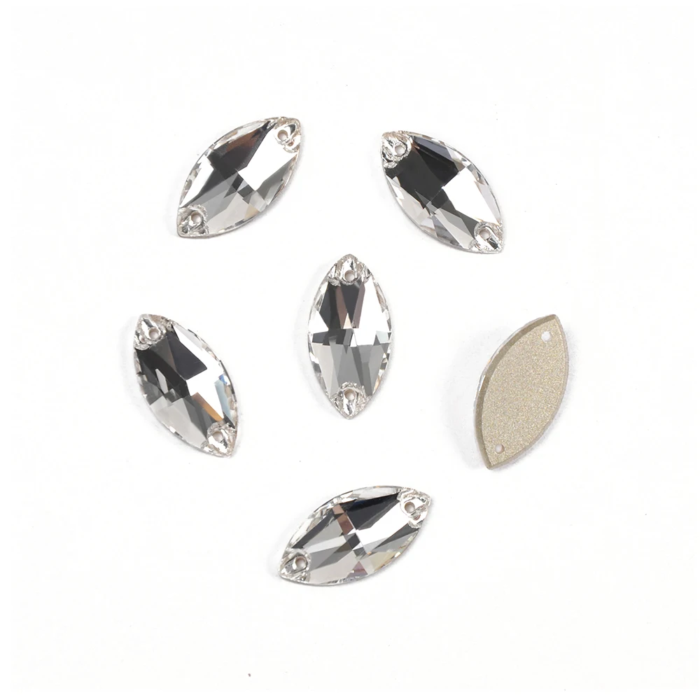 Klarer K9 Kristall Navette Flatback Strass zum Aufnähen, Glasstein für Kleidung, Applikationen, Modeaccessoires – Detail 2