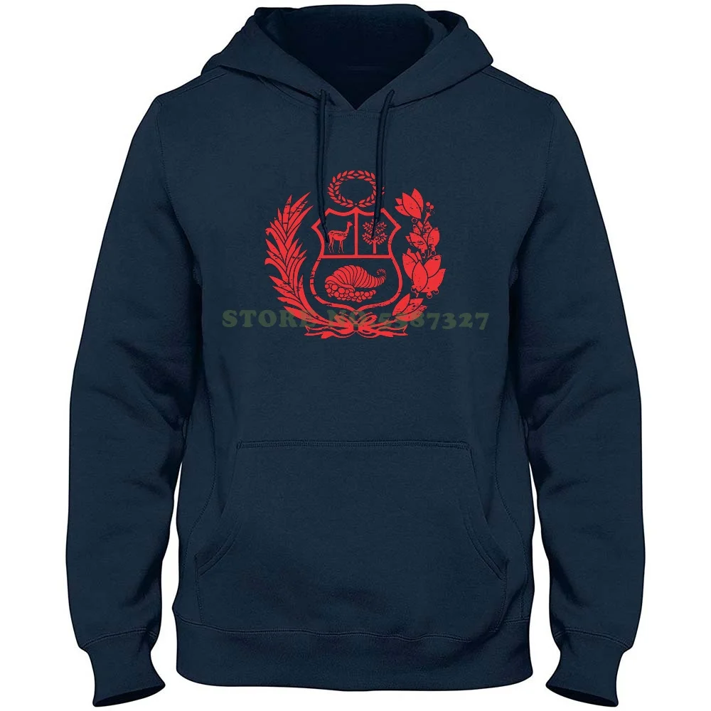 Peru Escudo Peruvian Coat Of Arms 100% Pure Cotton Hoodie T-Shirt Coat Of Arms Escudo National Soccer Machu Picchu Llama