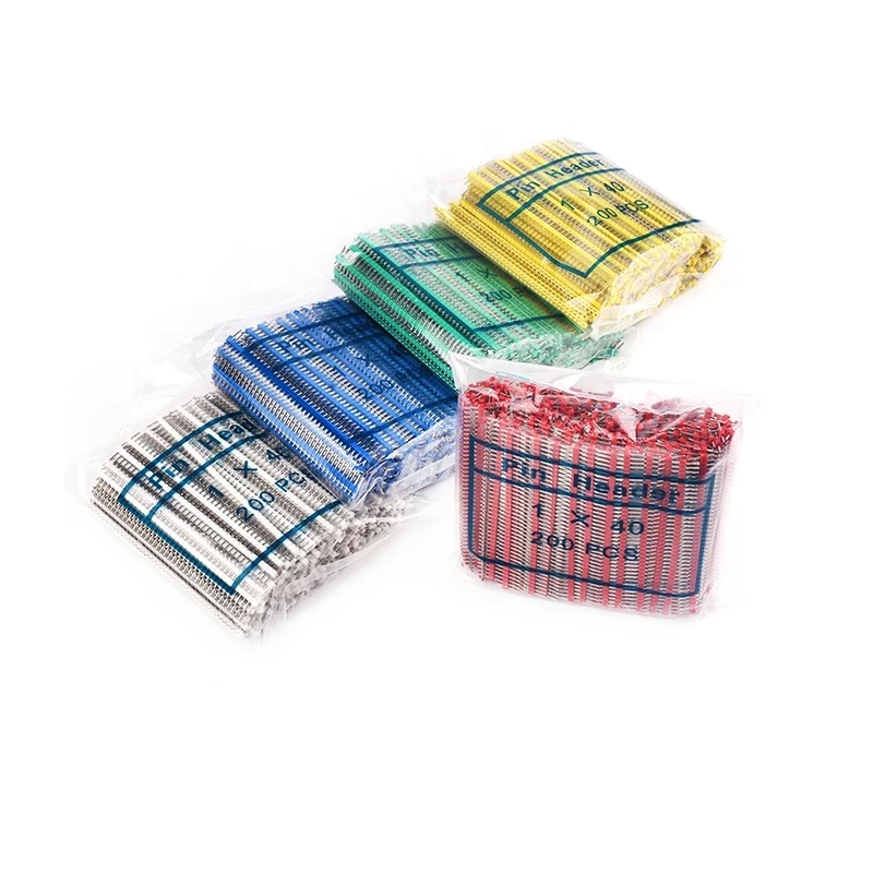 10PCS Rood Blauw Geel Wit Groen Breekbare Pin Header 2.54mm Enkele Dubbele Rij Mannelijke Header Connector Kit PCB strip voor Arduino