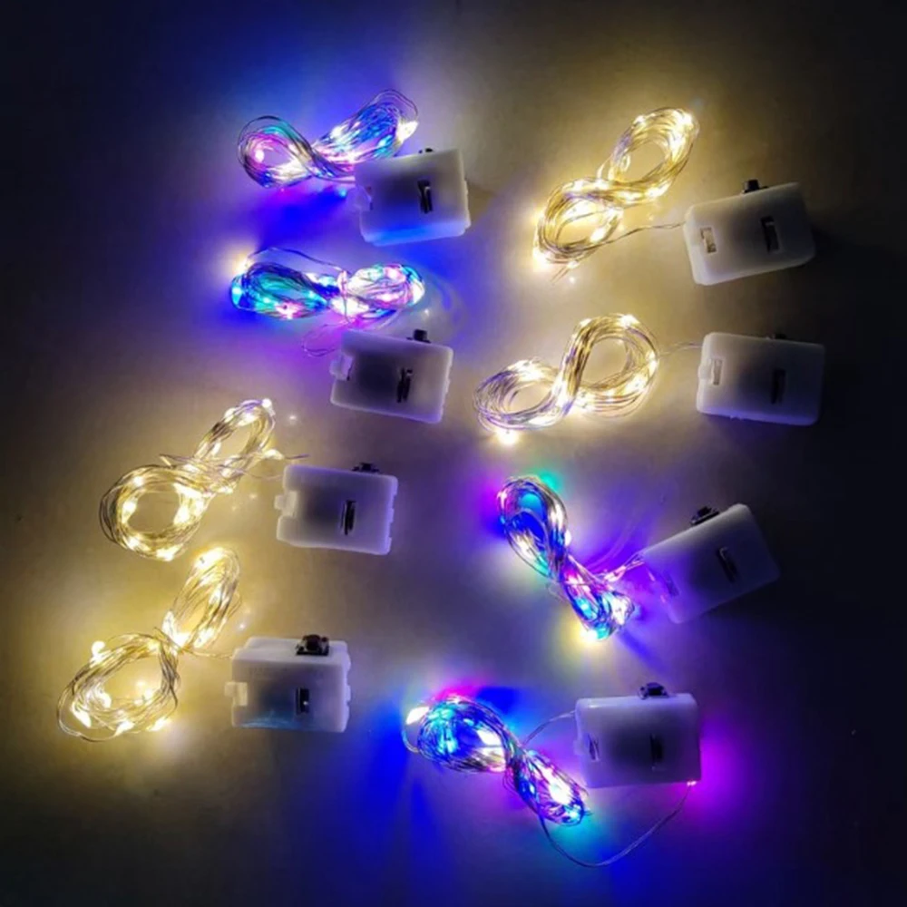 Copper Wire Light String with Battery Box Christmas Decoration Gift Box Bouquet Colorful Light Decor 0.5M 1M 2M LED Light String