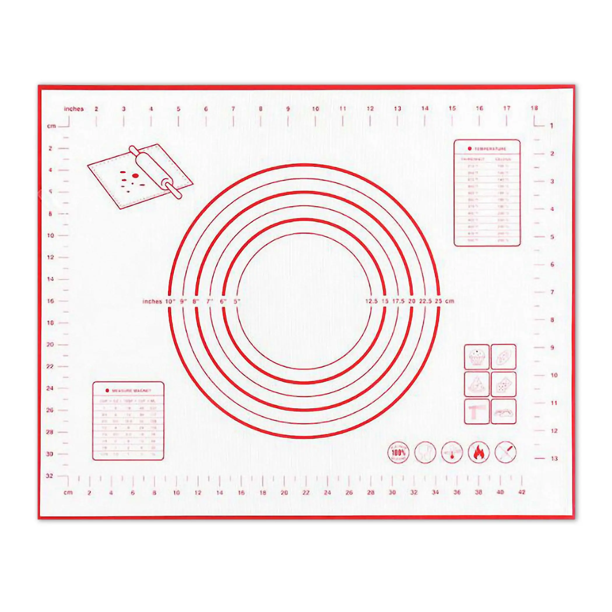 1x Silicone Kneading Pads Scale Rolling Dough DIY Mat Sheet Baking Tool 50x40cm Single Side