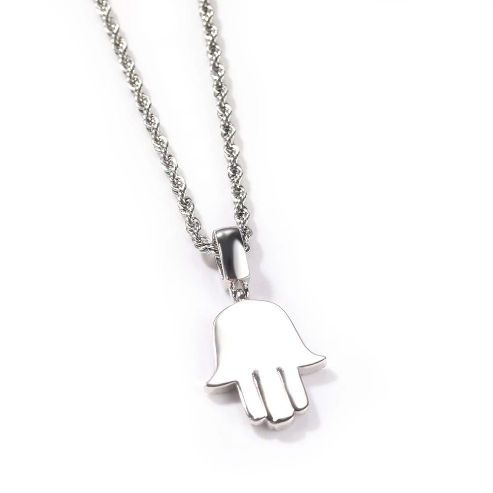 UWIN Hamsa Hand Pendent Necklace AAA Iced Out Cubic Zirconia Silver Color Charms for Women HipHop Jewelry Drop Shipping