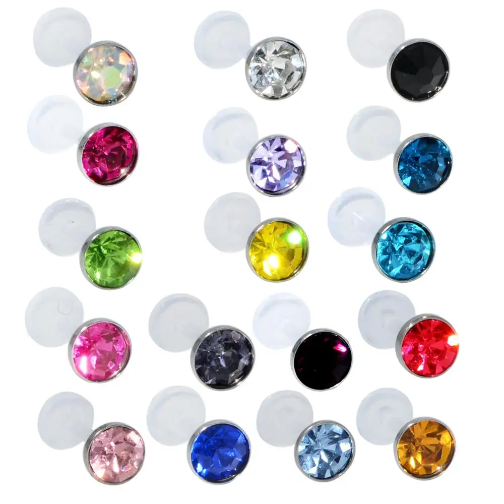 1pcs Bioflex Flexible PTFE Labret Stud CZ Gem Crystal Press Fit Ear Tragus Cartilage Helix Earrings New Body Piercing Jewelry