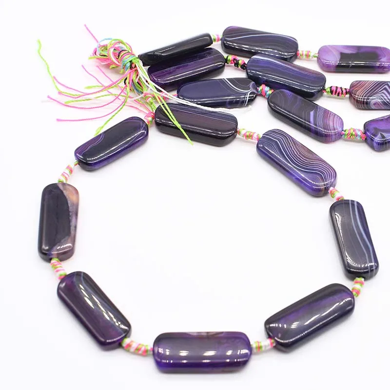 

2 strands/lot 37mm Natural Rectangular Purple Agates beads For Woman DIY Necklace Bracelets Jewelry Making Strand 15"