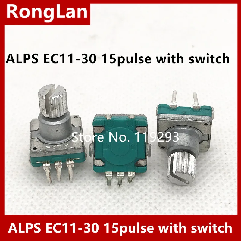 

[BELLA]Imports Japan ALPS encoder pulse switch 360 degree turn EC11-30 Bit 15 pulse 11KQ with switch--10PCS/LOT