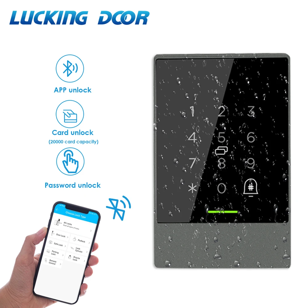 K2 IP65 Waterproof Bluetooth TTLOCK App Remote Door Access Control System Kit Touch Password Keyboard 13.56MHZ Access Control