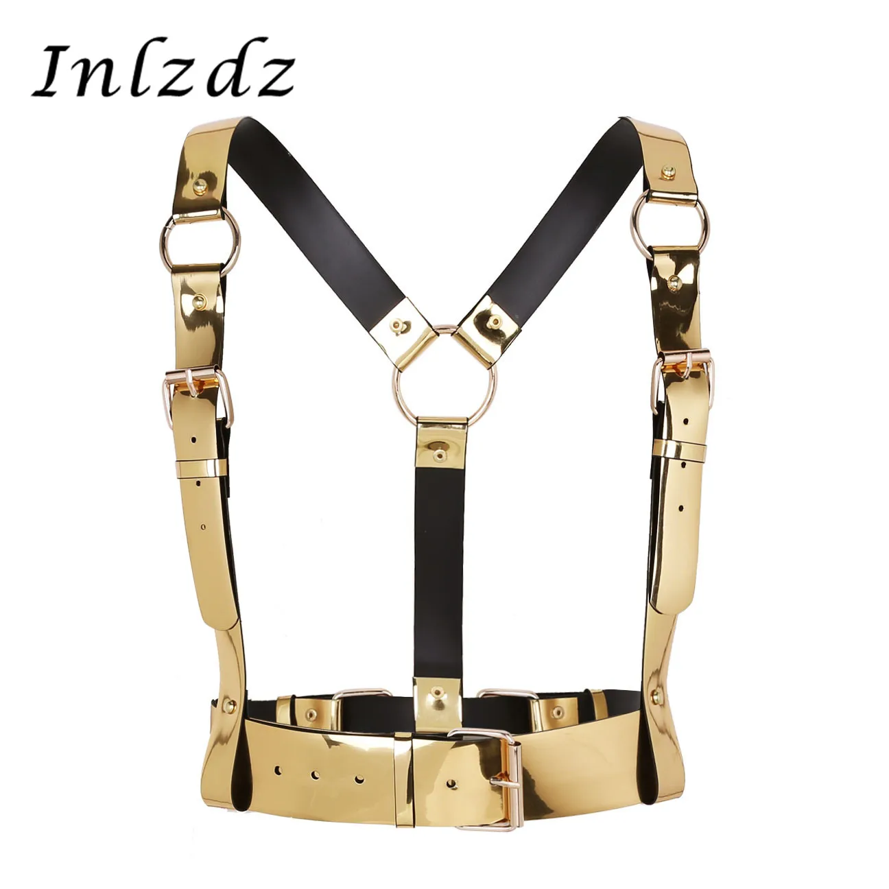 Harness for Mens Womens Hot Punk Waist Braces Leather Y Shape Body Waist Belts with Metal O-rings Cosplay Bar Costume Clubwear