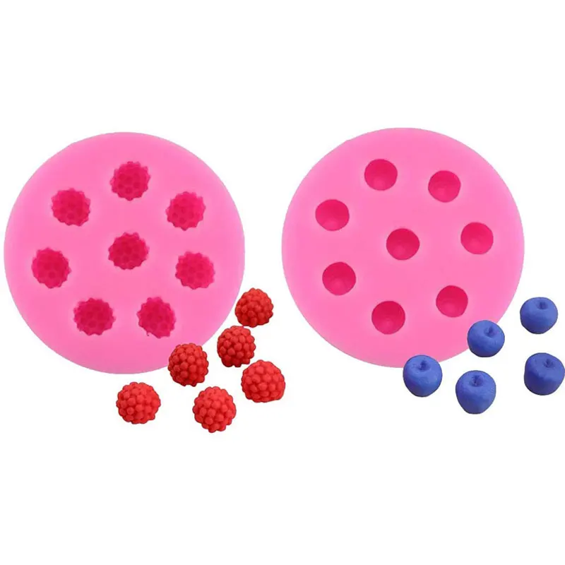 1Pcs 3D Mini Raspberry & Blueberry Silicone Fondant Molds Soap Candle Mulberry Wax Melts Molds Berries Chocolate Candy Mold