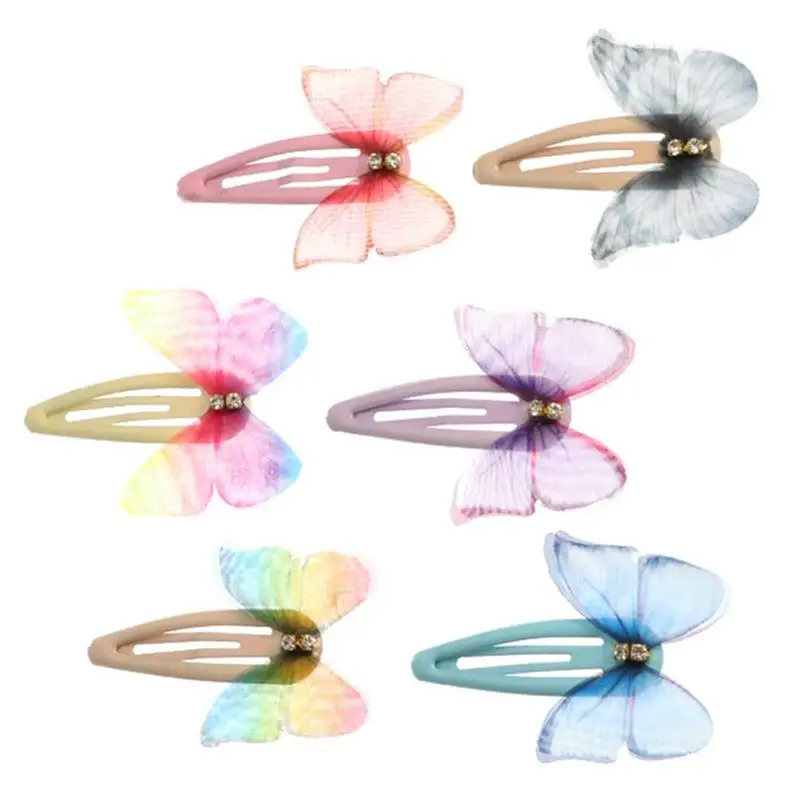 Girls Beautiful Colorful Simulation Butterfly Hair Clips 6PCS Sweet Hair Ornament Headband Hairpins Kids Hair Accessories