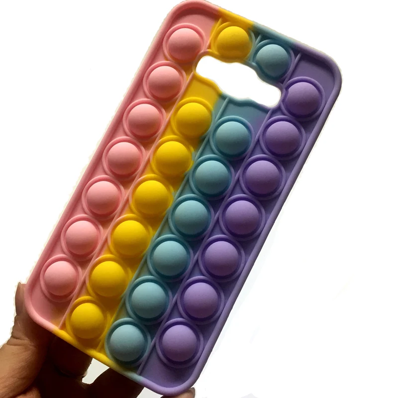 For Samsung Galaxy J7 Neo J7 2016 J710 J4 Core J6 Plus J8 Phone Case Cute 3D Rainbow Bubbles Relieve Stress Soft Silicone Cover