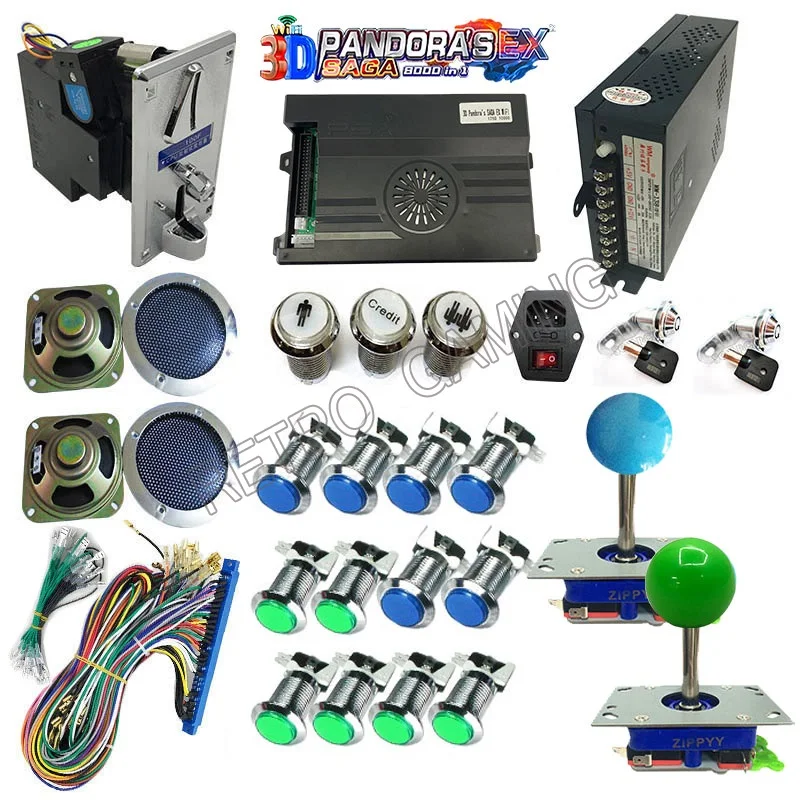 

Pandora Saga EX Box 10000 in 1 3D Wifi Joystick Led Lights Push Silver Button Arcade Machine DIY Kit VGA/HDMI Output 2 Players