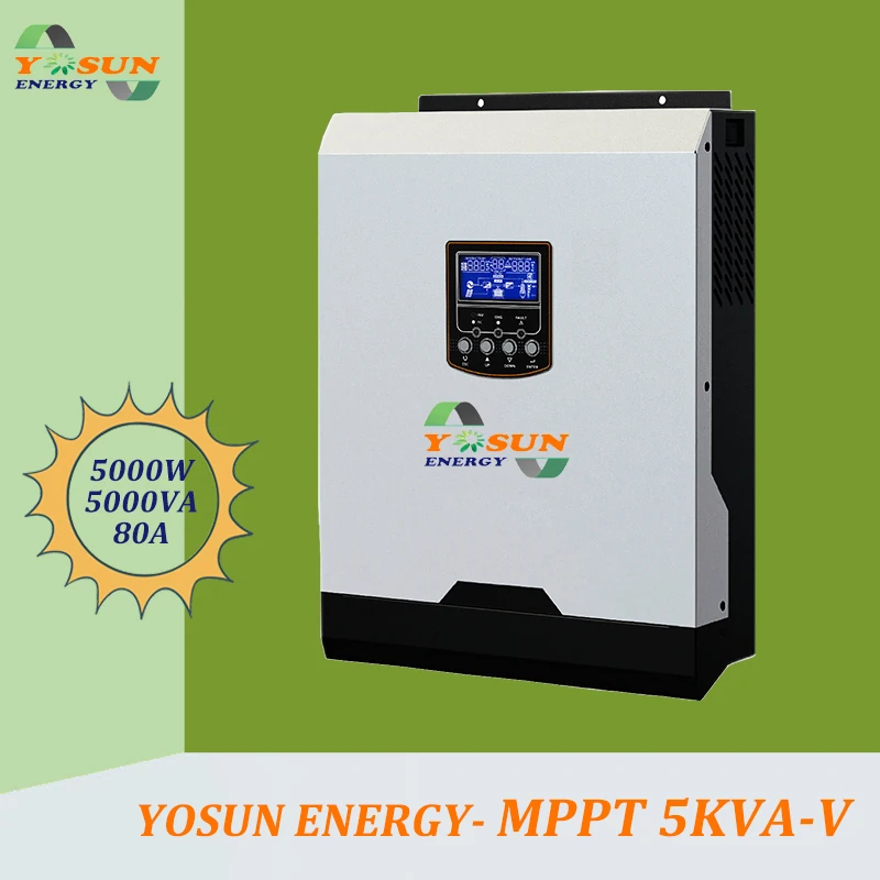 

Solar Inverter 500Vdc 5000W 80Aac MPPT 48Vdc 220Vac Off-Grid Inverter 5Kva Pure Sine Wave Inverter 60A Battery Charger