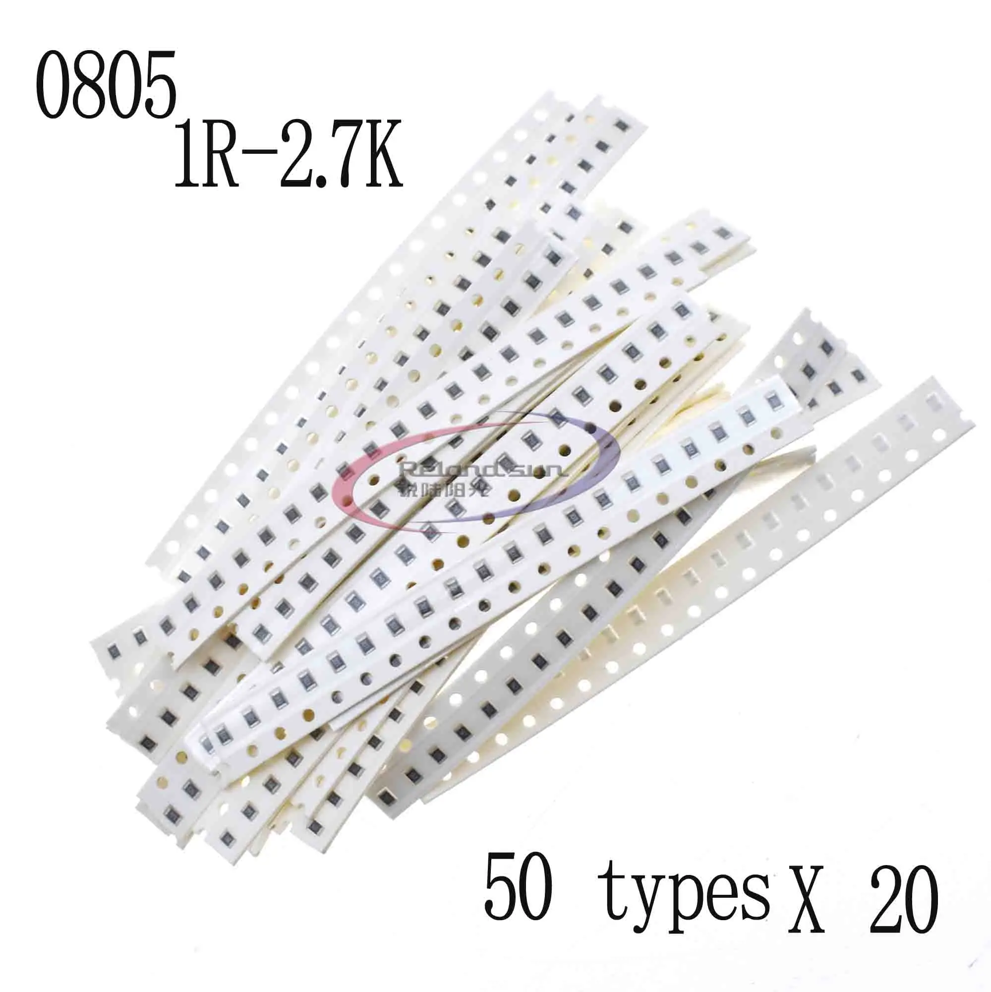 Component package 0805 SMD resistor package 1R-2.7K (1 euro -2.7K) + + 1% total of each of the 50 kinds of 20