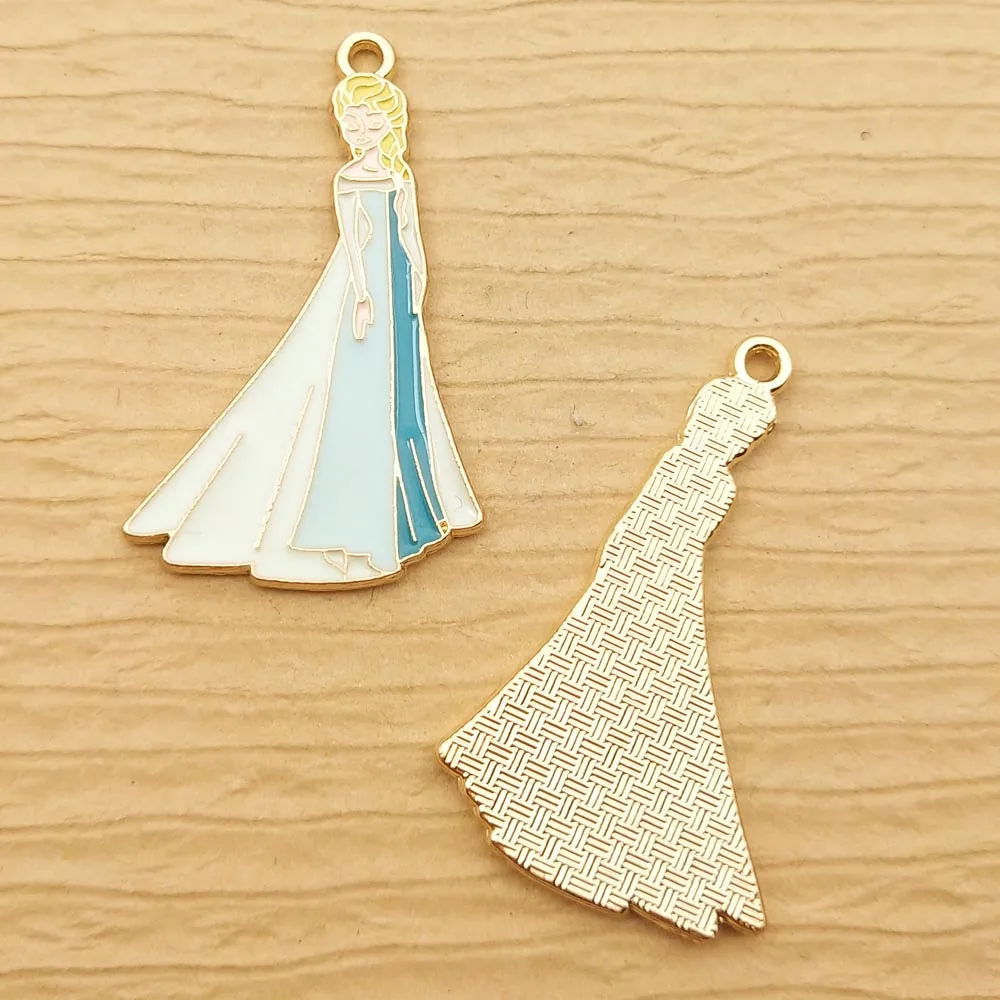 10pcs Skirt Girl Charm for Jewelry Making Enamel Pendant Bracelet Necklace Accessories Diy Supplies Zinc Alloy Gold Plated