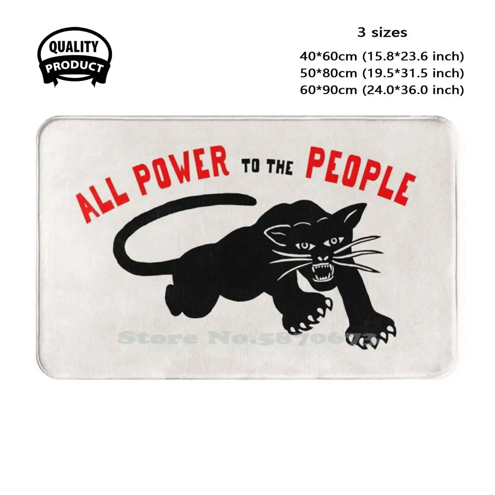 : 'All Power To The People' : Original Black With Red Text On Cream Soft Cushion Home Carpet Door Mat Car Rug All Power To The