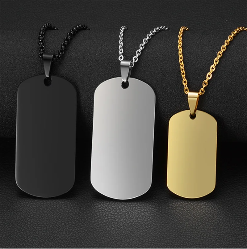 316L Stainless Fashion Military Brand Nameplate Dog Tag Engraving Custom Names Titanium Steel Necklace Not Fade