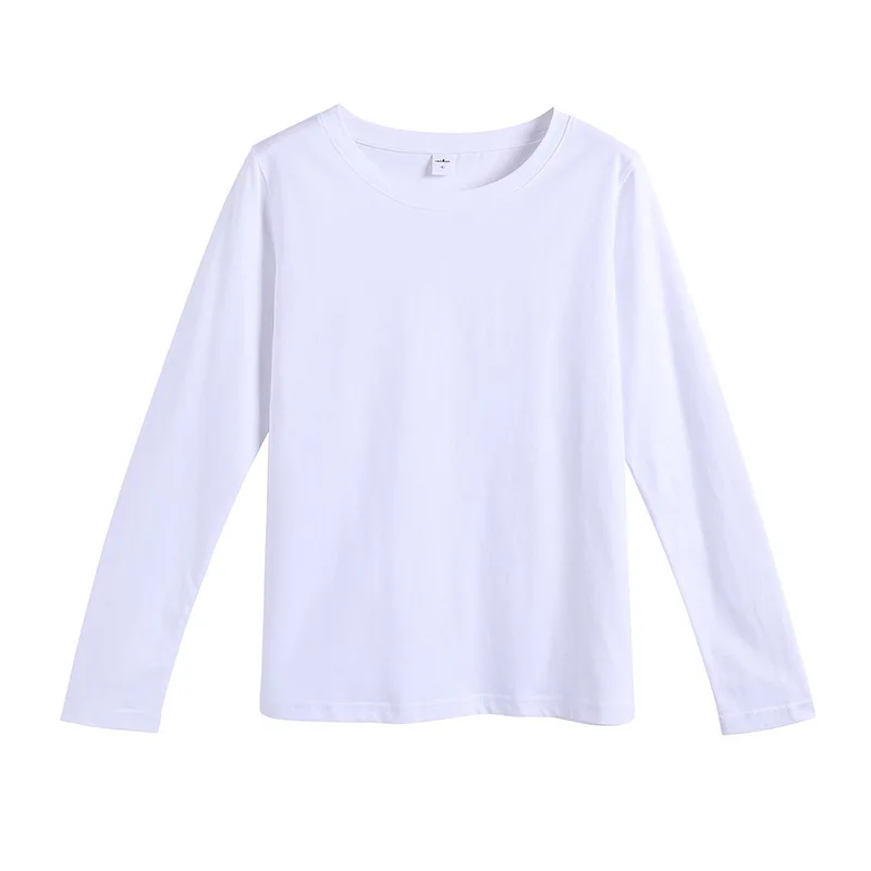 New Female T-shirt Long Sleeve Cotton T Shirt Ladies Winter Top Tee Solid Color Basic Tshirt Casual T-shirts For Women