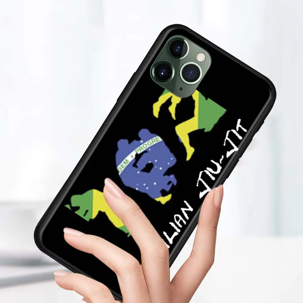 Phone Case for iPhone 15 14 13 12 11 Pro Max Plus XR XS 12 Mini Silicone Bumper Black Cover BJJ Brazilian Jiu Jitsu