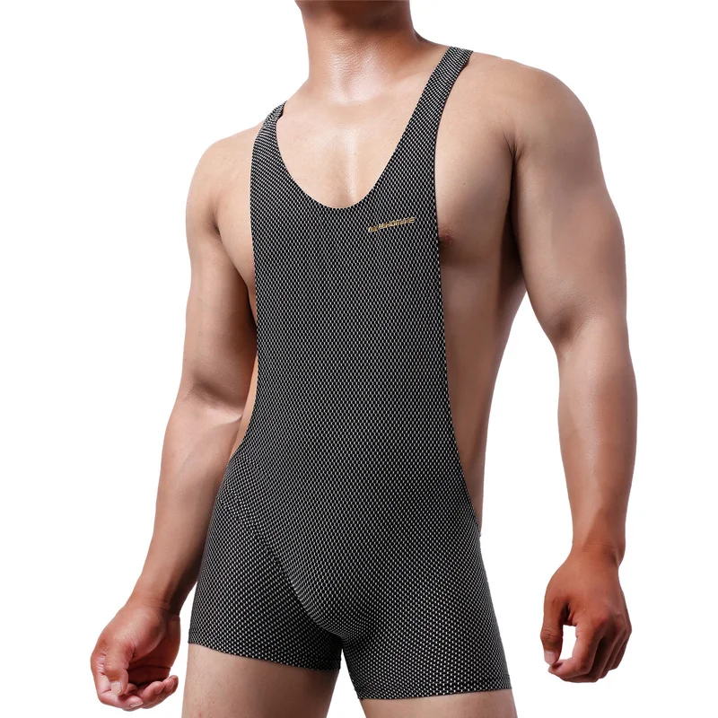 Mens Bodysuits Shorts Sports Gym Undershirts Fitness Bodybuilding Wrestling Singlet Jumpsuits Bugle Pouch Beachwear Sportwear