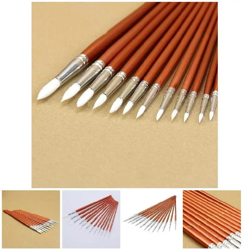 12pcs Professional Art Painting Brush Fine Wooden Painting Brushes For Students Drawing Acrylic Watercolor Oil Painting Brush