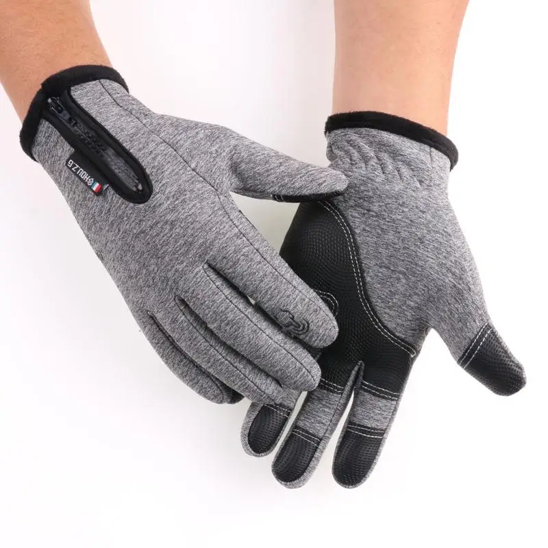 Winter New Men and Women Full Finger Waterproof Touch Screen Gloves Plus Velvet Warm Gloves Outdoor Sports Cycling Gloves