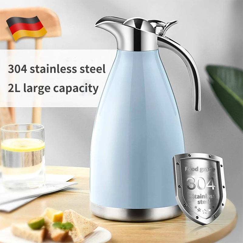 1.5L/2L Portable Insulation Kettle 304 Stainless Steel Large Capacity Household Thermal Coffee Tea Insulation Pot Heat Kettle