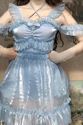 Seksowna dziewczyna syrenka koronki Bowknot Lolita stroje kąpielowe lato nad morzem perła wzburzyć księżniczka niebieski Cosplay Lolita słodka kobieta Loli