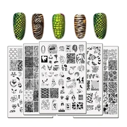 Nail Stamp Snake Big Size Full Cover Nail Stamping Plates 14.5*9.5cm Lace Heart Sexy Girl Punk Style Manicure Nail Art Template