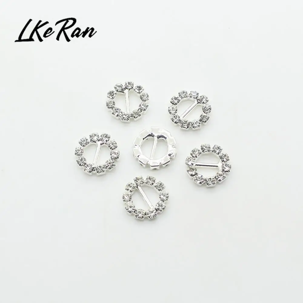 LKERAN Inner 6mm Mini 10Pcs Round Rhinestone Buckles Crystal Decor Wedding fit ribbon and Shoe Belt Clothin Buckles Fitting image 3