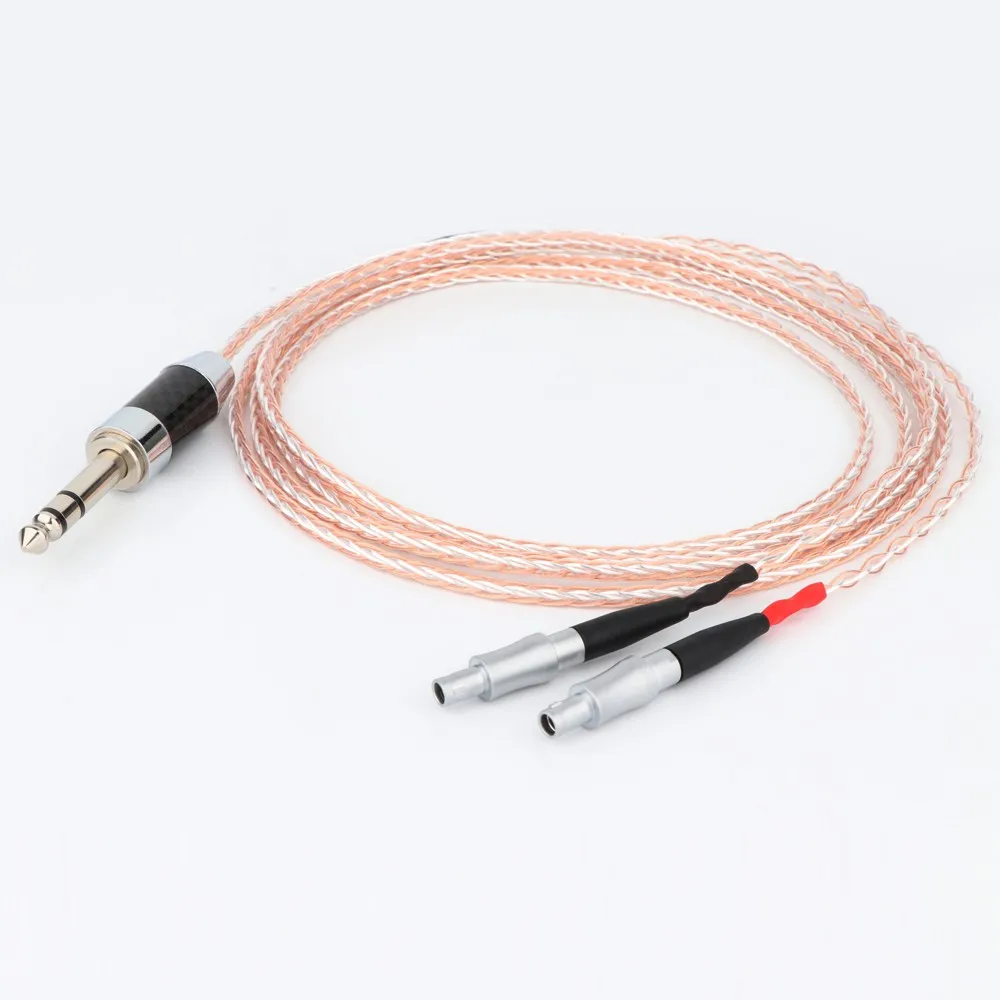 Preffair 6.35mm wtyczka z włókna węglowego 8 rdzeniowy posrebrzany kabel do słuchawek OCC dla HD800 HD800s HD820s HD820 Dharma D1000