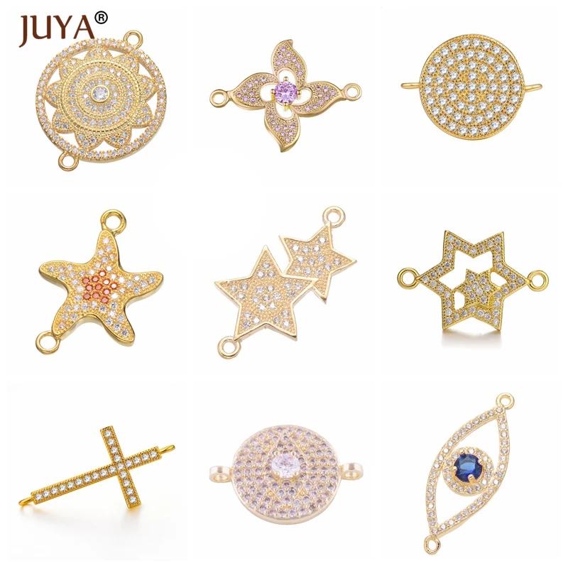 Jewelry Making Supplies Shiny Zircon Rhinestone Series Connector Charm Accessories for Bracelet Necklace Earrings DIY Material