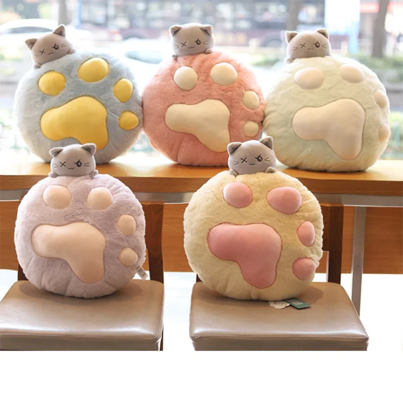 

40cm Soft Cat Paw Plush Pillow With Blanket Stuffed Cartoon Animal Cat Doll Rest Pillow Cushion Baby Girl Children Birthday Gift