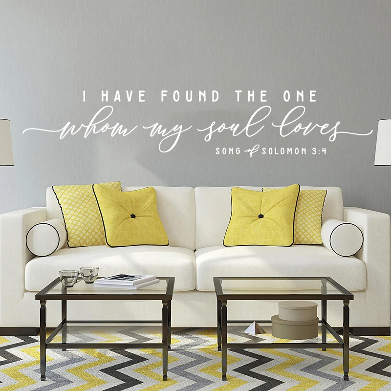 Wedding Romantic Bible Verse Christian Wall Decal Bedoom Couple I Have Found The One Whom My Soul Loves Wall Sticker  Decor