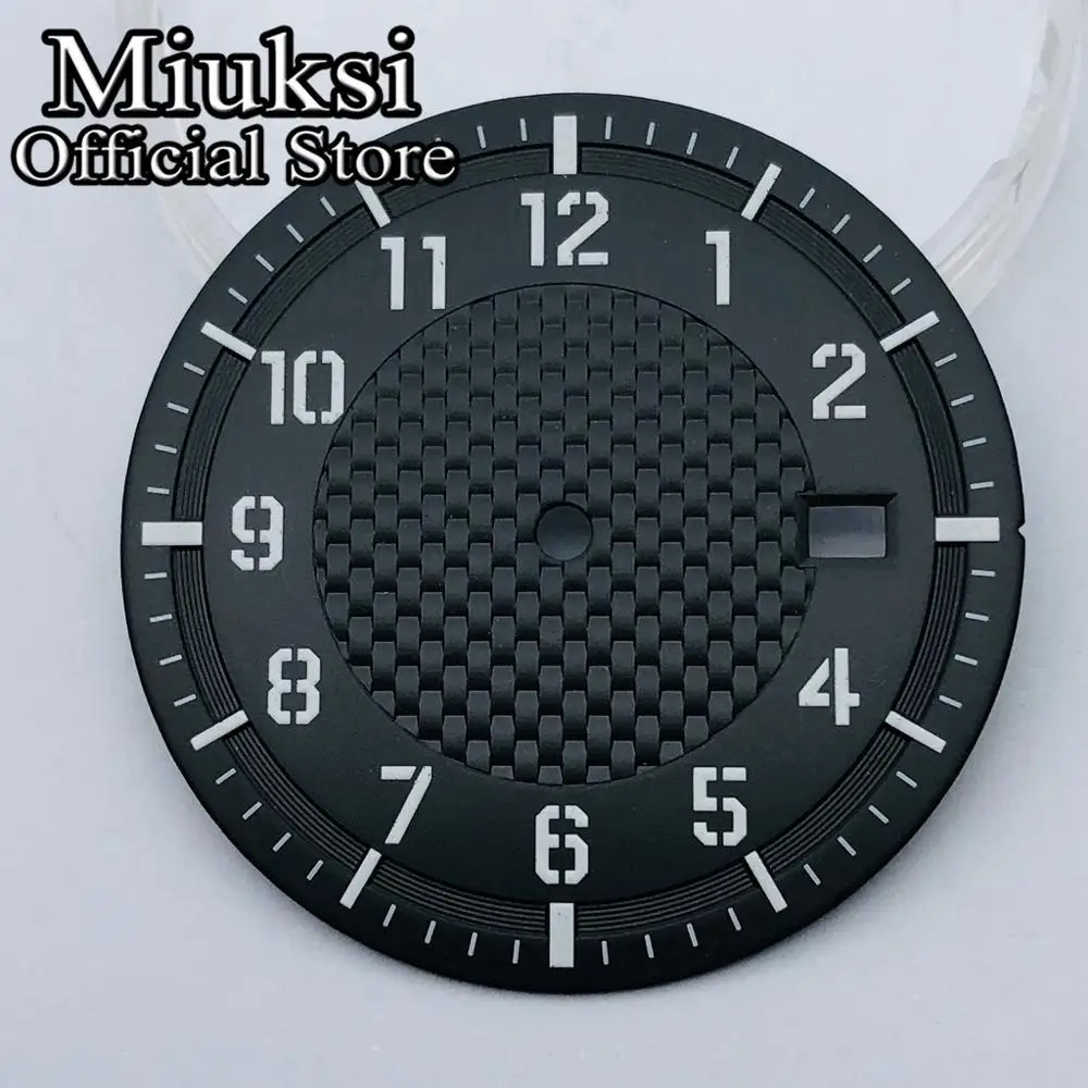 Miuksi 34mm black white green coffee sterile dial luminous dial fit NH35 NH35A NH36 movement