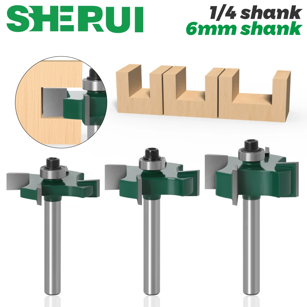 1pc 6mm 1/4 inch Shank T type bearings wood milling cutter Industrial Grade Rabbeting Bit woodworking tool router bits for wood