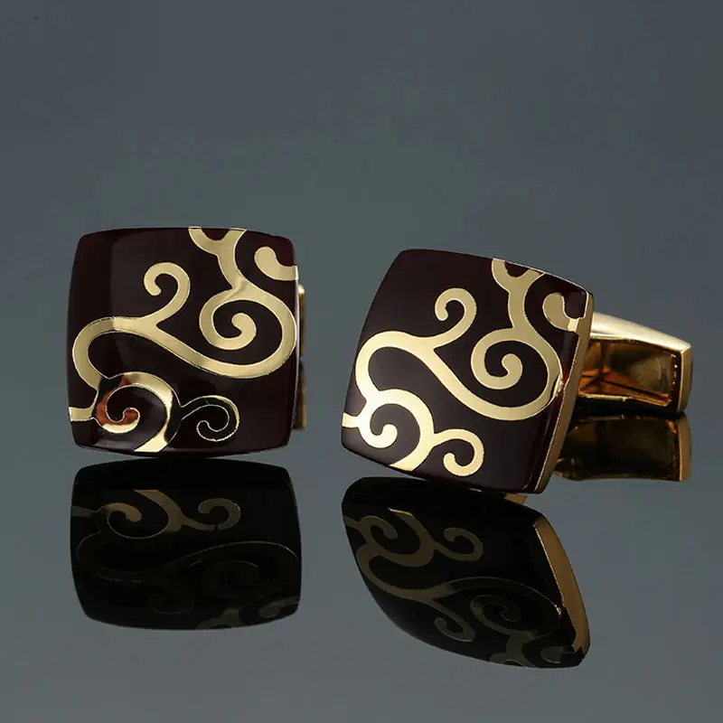 Fashionable brand French shirt Cufflinks Red black enamel High quality cuff button business wedding jewelry for men