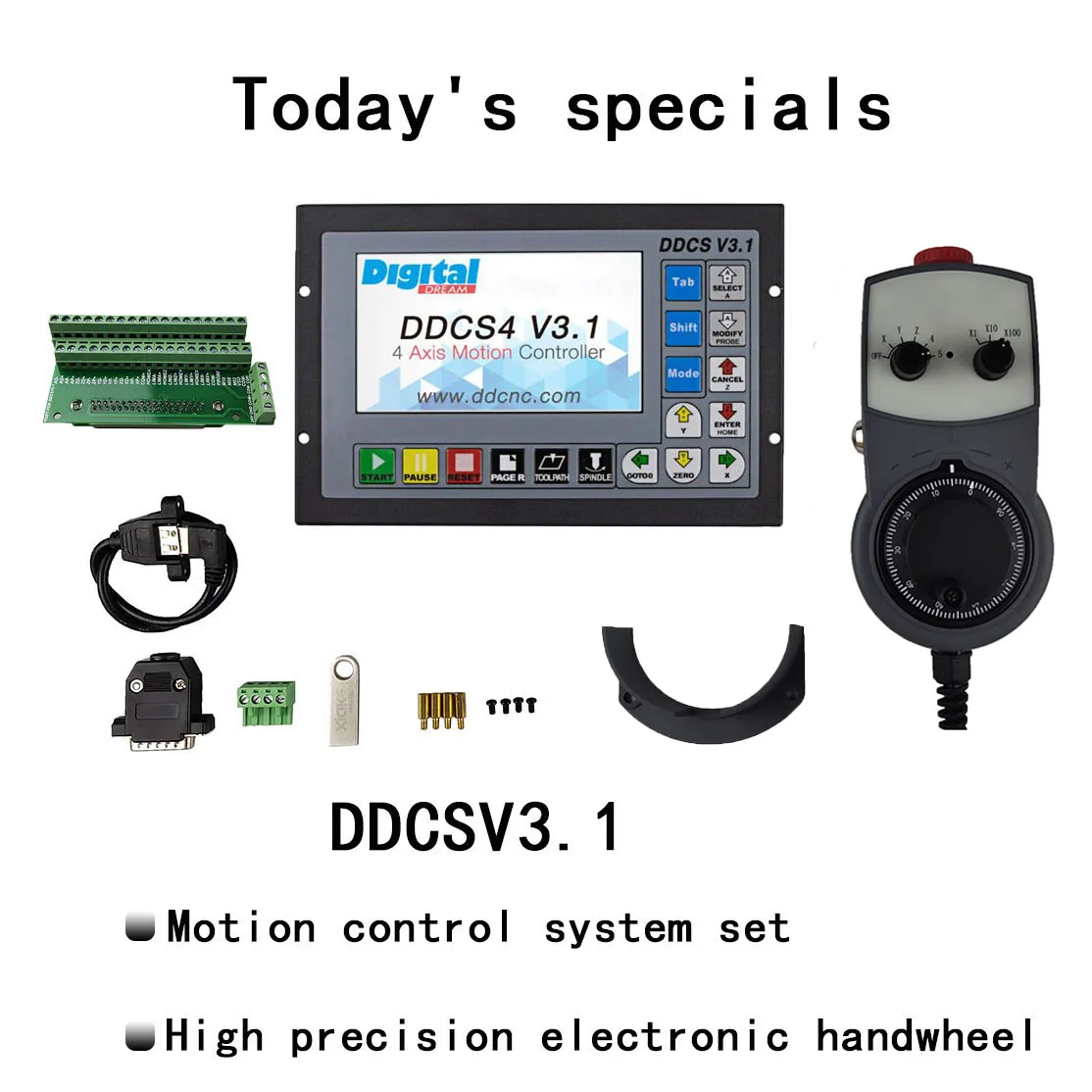 hot! DDCSV3.1 3/4 Axis G Code CNC Offline Stand Alone Controller For Engraving Milling Machine DDCS V3.1+  E-Stop MPG