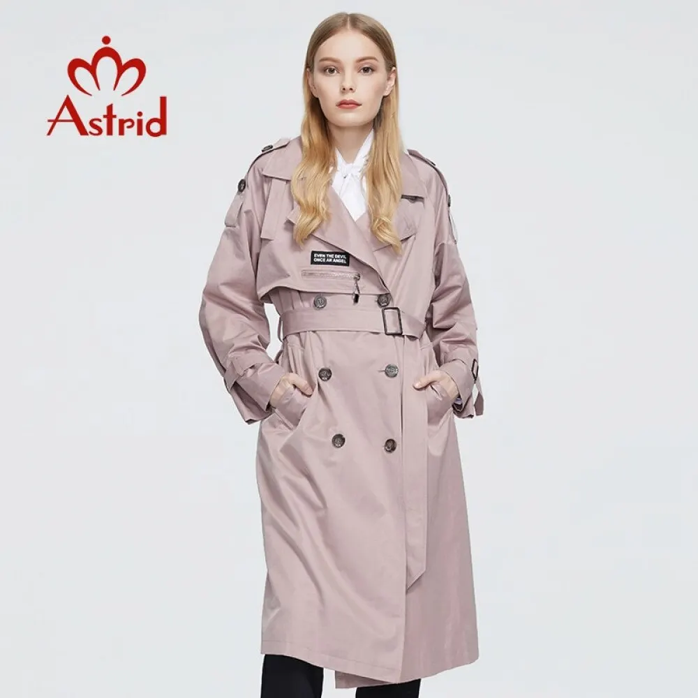 Astrid New Spring Autumn Trench Coat long Fashion Windproof  hood large size Outwear Windbreaker female clothing 7261