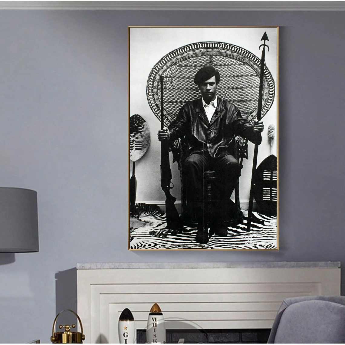 Huey Newton Photography, High Quality Print, Rattan Throne chair Print Civil Rights Black Panthers Home Décor Wall Art